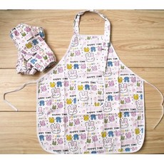 卡通圖案兒童圍裙帶袖套 - 兒童畫畫/廚房工作服