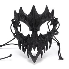 精選優品 二次元 半臉麵罩 龍神猛虎夜叉 天狗人狼鵺麵具 演齣cos裝扮搞怪道具 舞會面罩 黑色猛虎夜面罩, 1個, 龍神（黑色）