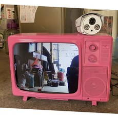 tv cctv 포토존 인테리어 빈티지 티비 옛날 디자인 송출 소품 텔레비전 카페 아날로그, 14인치 로즈레드 + 카메라 (랜덤), 자가설치, 14인치 로즈레드 + 카메라 랜덤