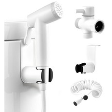 화장실용 휴대용 비데 스프레이 키트 여성용 워시 수도꼭지 천 기저귀 베이비 애완동물 워시 또는 화장실 청소용 스프링 타입 호스 포함(화이트), 화장실용 휴대용 비데 스프레이 키트, 여성용 워시, 수