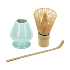 AOHAO 차선+차선립+차시 3PCS 세트 도자기 다구 다기 말차도구 matcha whisk, 4세트, 민트