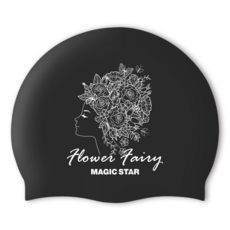 매직스타 예쁜 수모 꽃의 요정 (레귤러/ +1cm컴포트 수영모 MSW3FS02), 블랙, 1개, 컴포트