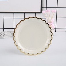 一次性紙碗 燙金加厚 生日派對小吃碗, 7寸圓盤白色10個, 1個