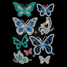 1개 유리 핫픽스 라인스톤 다리미 부착형 아플리케 의상 액세서리 (옷 가방 바지용 나비 모양 297x210mm), 혼합색