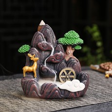 山水楓葉倒流香爐 禪意薰香觀賞煙 茶道擺件 可驅蚊適配桂花香, 一鹿相隨