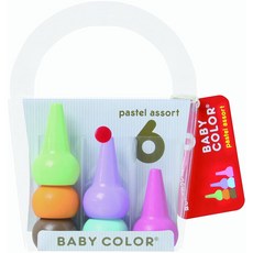 BABY COLOR 兒童積木造型蠟筆 12色基礎組, 1個, 粉彩色 6色