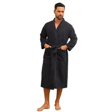 미뇽 크롬웰 남성 로브 남성용 경량 목욕 부드러운 테리 천 가운 타월, Bla, Small