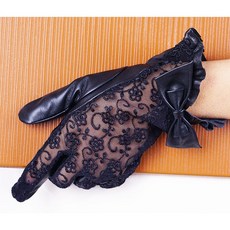 老兵牛仔 BL-20201 禮服搭配氣質長款大蝴蝶結觸屏蕾絲真皮手套/女款/時尚羊皮手套/個性