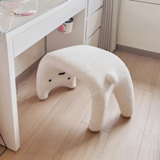 Arsjuo 고양이 모양 램스울 스툴 화장대의자 인테리어 체어, 1개, 흰색