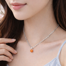 프레시오사 은 팬던트 LADY BALL-Orange - 지르코늄 보헤미안 크리스탈/ 목걸이 Ag 925Rh