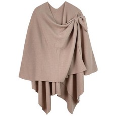 MIRMARU 여성용 크로스 프론트 판초 스웨터 랩 토퍼 니트 카디건 숄 케이프 가을 겨울용 레드 142020, 베이지