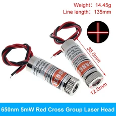 650nm 레드 포인트라인크로스 레이저 모듈 유리 렌즈 초점 조절 가능 다이오드 산업용 등급, 12MM Cross 3-5.0V