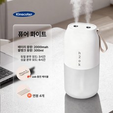 무선 공기 듀얼 노즐 대용량 탁상용 차량용 충전식 USB 가습, 모델 A 화이트, 기본 모델명/품번