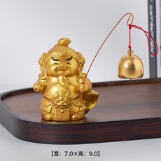 黃銅入戶財神卡通公仔風鈴擺件門鈴家居辦公室裝飾書房桌面工藝品, 1個, 左財神風鈴:左財神風鈴
