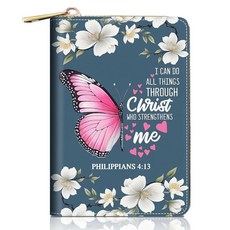 [ 989709 ] FVAENDHIO 여성용 신용카드 홀더 지갑 벌새 꽃 디자인 RFID 차단 소형 가죽 카드 케이스 지갑 지퍼 아코디언 꽃무늬 나비 성경 구절 빌립보서 4: