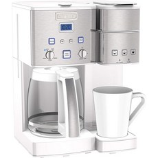 쿠진아트 SS-15W 메이커 커피 센터 12컵 및 1인분 브루어 화이트 스테인리스 스틸, White