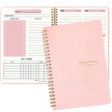 플래너 일정 의제 효율성 노트북 학생용 학교 사무실 문구류 주간 저널, 03 분홍색