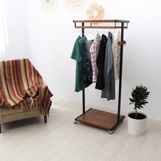 Tasteful 特斯屋 胡桃木色實木衣帽架 MIT台灣製 附輪設計 承重佳【31521】