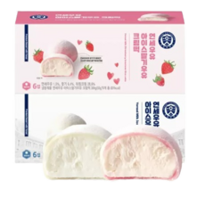 NEW 연세우유 아이스 우유크림떡 6개+ 딸기우유크림떡 6개 12개입 (2박스) / 100% 국산 찹쌀, 1개