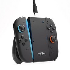 2000mAH 배터리가 내장된 스위치 2 조이콘 충전 그립 닌텐도 조이콘용 슈퍼 마그네틱 핸들 중 플레이를 위한 인체공학적 컨트롤러 액세서리 블랙(배터리 블랙 내장), USB Charging Black