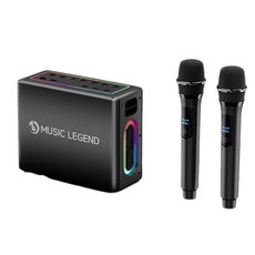 MUSIC LEGEND 300W 大功率 戶外K歌直播藍牙音箱, 黑色雙麥克風