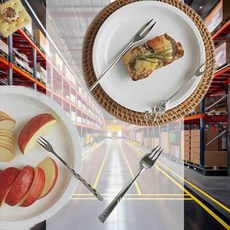 티스푼 티포크 커틀러리 수저포크 예쁜포크 홈카페세트 포크스푼 팥빙수스푼, 6-4. 타원플라워 빨간꽃 포크