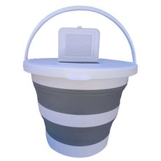 優選樂購 30L折疊桶 新款加厚洗衣桶 泡腳桶 便攜硅膠蓄水桶 臟衣藍洗車桶 提水桶 收納水桶 折疊水桶 摺疊水桶 儲水, 15升圓形旋蓋帶投魚口灰色, 1個