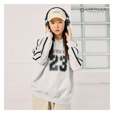 에어워크주니어 여아 주니어 두줄 배색 오버핏 후드티셔츠