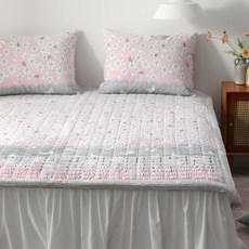 [알렌드리] 국산 5mm 착번아웃 극세사 침대패드, 패드+베개커버1장 세트, 핑크