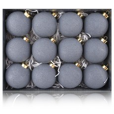 트리 장식용 뉴트럴 크리스마스 장식품 - 질감이 있는 더스티 블루 볼 세트 대형 8cm(3.15인치) 비산 방지 전구 소박한 농가 홈 데코용 빅 사이즈 80mm 295205