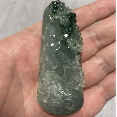 天然A貨冰種翡翠觀音吊墜 精工山水保平安吉祥 送禮自用兩相宜, 1個