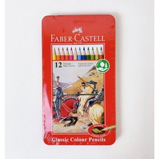 FABER-CASTELL 油性色鉛筆 115851 115844 115845, 1個, 經典色鉛筆 鐵盒 12色