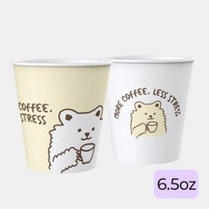 [구뜨몰] 두꺼운 종이컵 190ml 6.5온스 귀여운 강아지 2종 자판기컵 (대나무 항균 천연펄프), 1박스, 1000개 1박스, 1000개