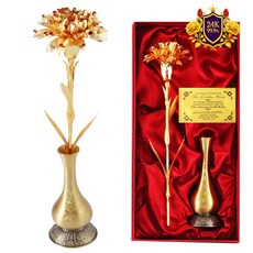 퀸 금장미 금 카네이션 꽃 24k 레드스톤 황동화병 set 금꽃 금카네이션꽃set 어버이날 스승의날 부모님 결혼기념일 선물 생신 생일 축하 선물, 1개, 꽃무늬조각 LOVE 황동화병