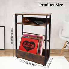 철제 LP 수납장 레코드판 거치대 럭셔리 정리대 심플 S LP장 바퀴 잡지, 3단 테이블 철목 수납 선반