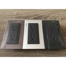 Panasonic 國際 GLATIMA 霧黑雙插座, 1個, 霧黑色插座/銀色面板,直式面板