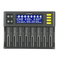 LiitoKala Lii-S8 八槽液晶顯示快速電池充電器，適用於21700、26650、18650、9V鎳氫電池, 1個