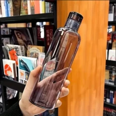 시간 표 있는 700ml 우아한 누수 방지 물병 매일 수분을 공급 피트 및 야외 모험을 위한 경량 휴대용, Black