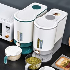 Fowod 스텔라룸 원터치 계량 쌀통 밀폐 방습 식품 등급10kg, 그레이, 4개