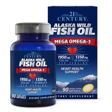 21ST CENTURY Mega Omega 3阿拉斯加魚油膠囊 1950mg+1350mg, 90顆, 1罐