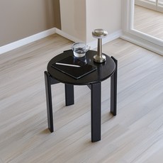 리비니아 엘레나 고무나무 원목 인테리어 스툴의자 커피테이블 4Colors, 1개, 블랙