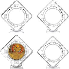 수집가용 4Pcs 코인 디스플레이 케이스 스탠드 3D 아크릴 회전식 플로팅 홀더 투명 보호대 1.6X 1.6인치