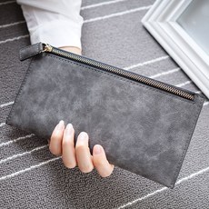 韓版ins時尚長款錢包 女薄款拉鍊軟皮磨砂手拿包