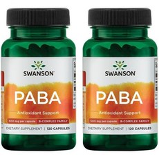 뇌 스완슨 PABA B 복합체 에 산소 공급하고 피부 엽산 성분 (각 캡슐 120개 500mg) (2팩)