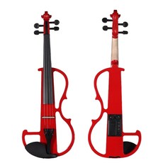 【台灣Jazzy】升級版電子小提琴 4/4尺寸 實木琴身 初學者入門演奏 耳機靜音/可接音箱 多色可選, 酒紅色, 1個