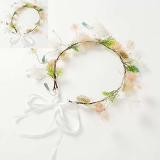 사땨 로맨틱 플라워 화관 웨딩헤어코사지 조화화관 백일촬영소품