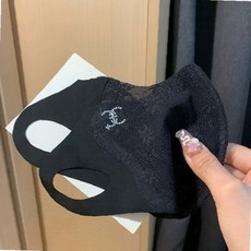 레이스 마스크 먼지차단 자외선차단 스팽글 장식 여성용 패션 마스크 용 외출용, 1개, 블랙