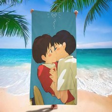 클래식 애니메이션 하트의 속삭임 비치 타월 흡 빠른 건조 요가 수영 리조트 등산