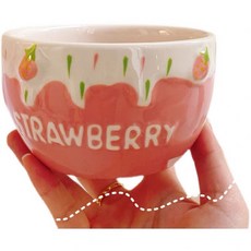 小雯嚴選STRAWBERRY - 優格麥片碗 牛奶碗, 1個, 淺粉草莓碗