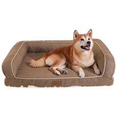 EMME 강아지 베드 청소가 쉬운 방수 펫 베드 소파 세탁 가능한 통기성 좋고 눅눅하지 않은 베개 포함 쿠션감이 뛰어난 고반발 노령견 강아지 고양이 다둥이 사육용 분리 가능한 커버, 1개, Waterproof Type-Brown